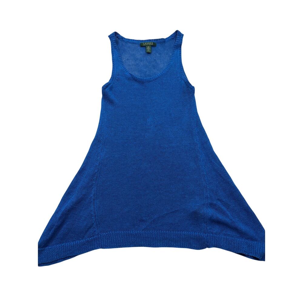 Lauren Ralph Lauren 100% Linen Knit Tunic Tank Top Blue Sleeveless XS